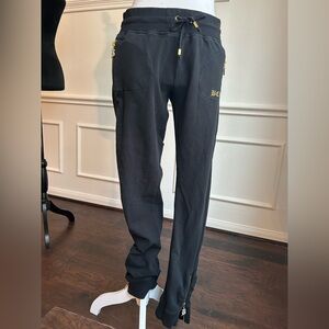BCBGMaxAzria Black Y2K Sweatpants Pants with Gold Accents, Size L